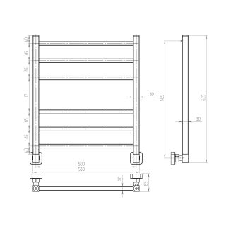 Полотенцесушитель водяной Indigo Aletto LALWPF60-50 60x50 см хром